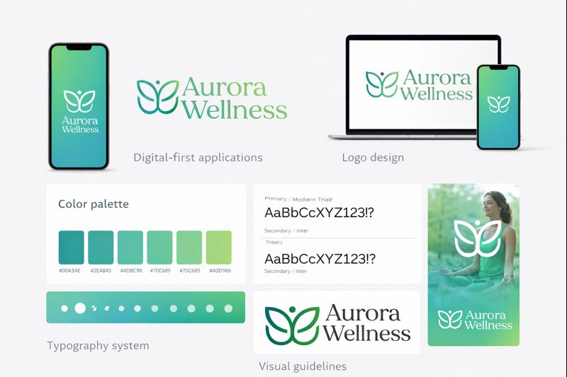 Aurora Wellness typography and brand palette