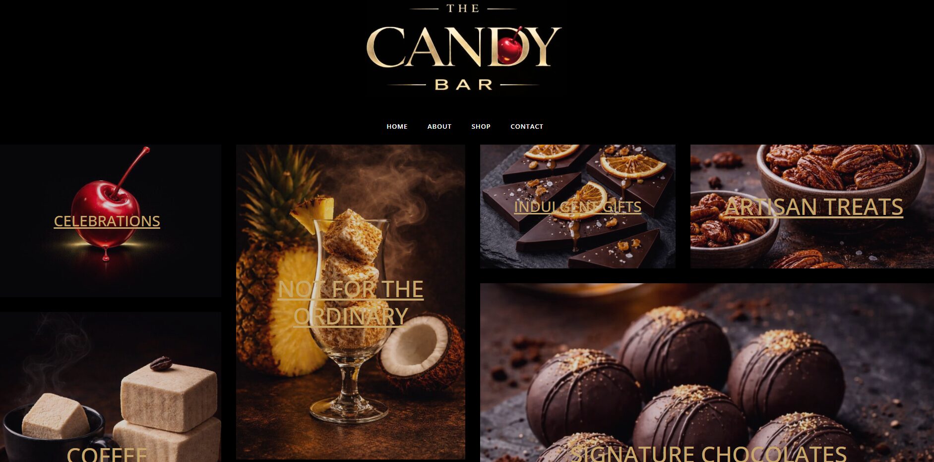 The Candy Bar website hero section