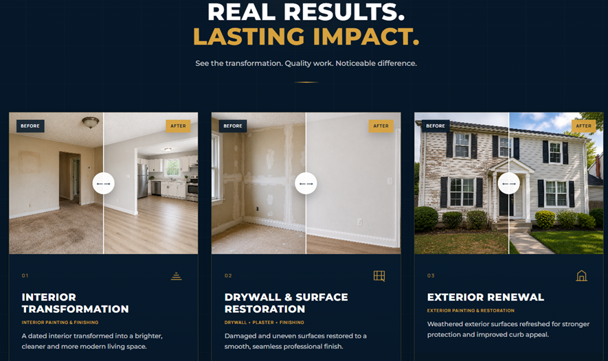 Maple Tech Renovations interactive before and after project gallery